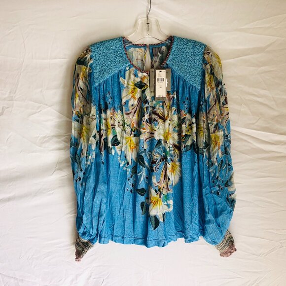 Bl^nk London X Anthropologie Floral Boho Peasant Blouse Top Women's XS - Picture 1 of 6